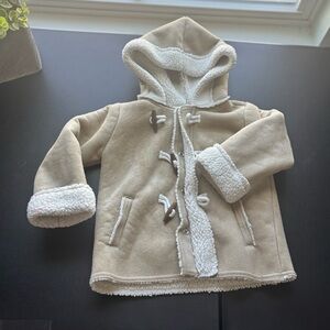 Baby B’gosh Infant Coat 18 Months Tan Sherpa Lined Hooded Toggle Jacket